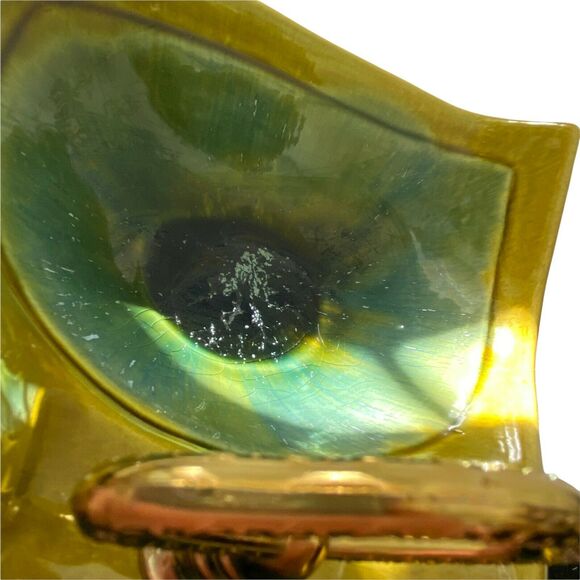 Tidbit Tray Nut Dip Bowl Vintage Green Blue Ceramic Mid Century Asymmetrical - Picture 5 of 16